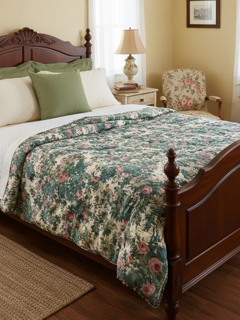Vintage Bill Blass for Springmaid cotton blend reversible floral rose comforter